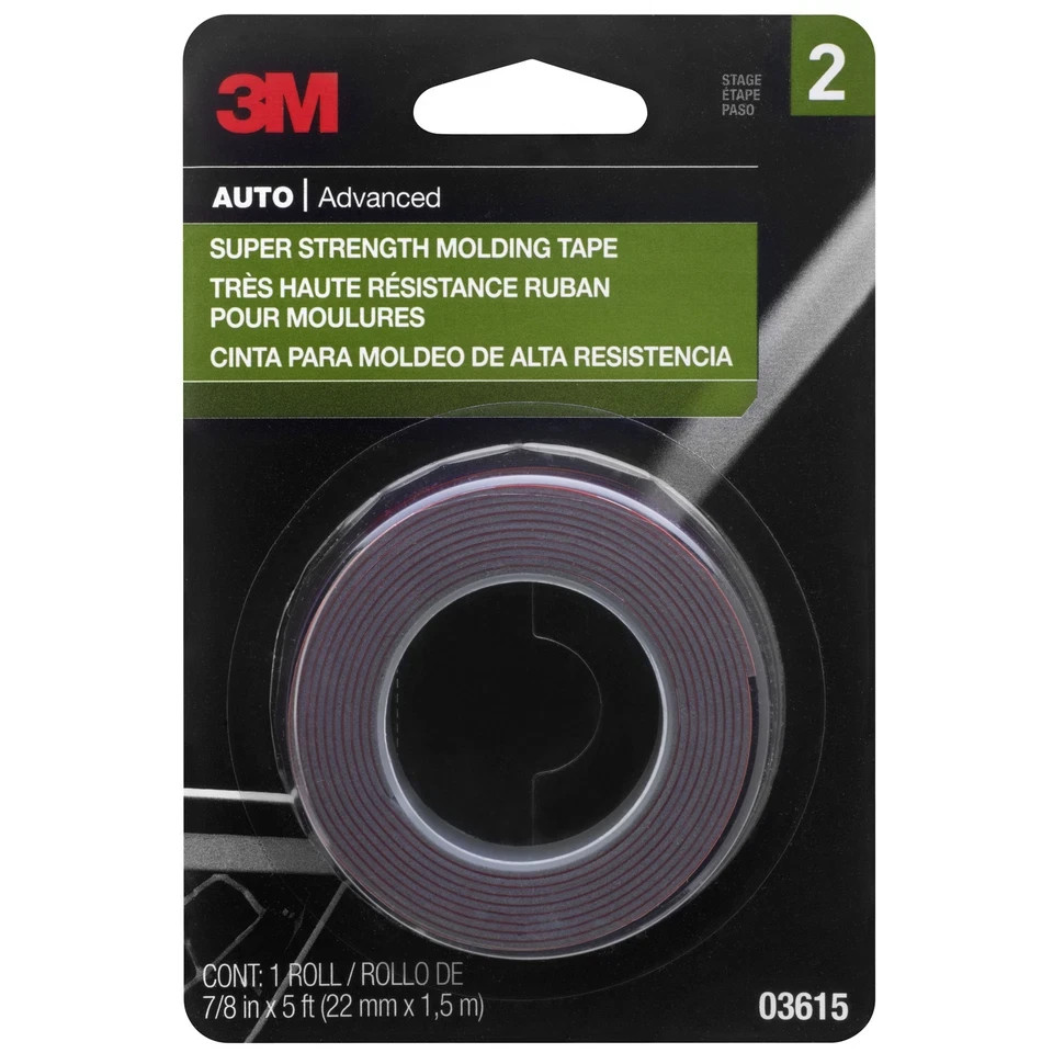 3M AUTO Advanced SUPER STRENGTH MOLDING TAPE 7/8INx5FT Stage-2 DOUBLE-SIDED