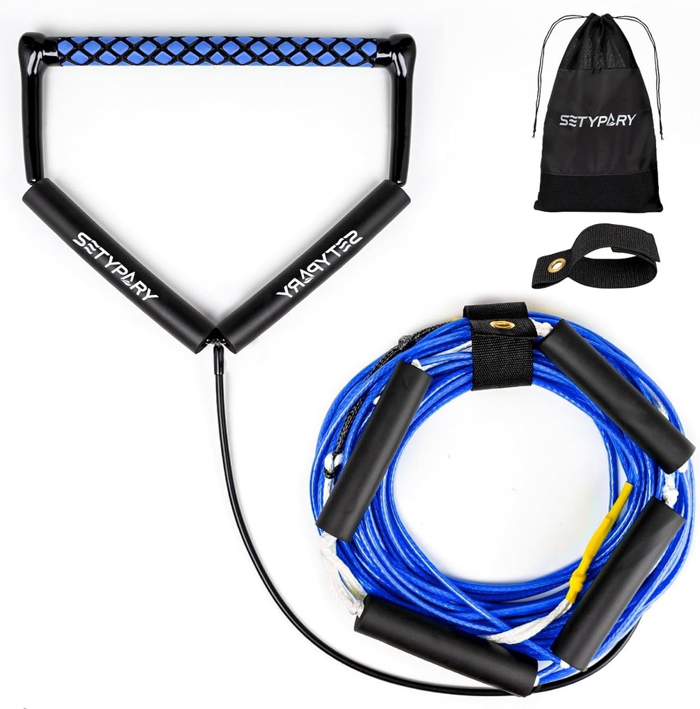 75FT No Stretch Dyneema Wakeboard Rope and Handle, 4 Sections Floating Wakeboard