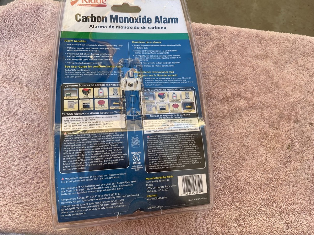 Kidde Carbon Monoxide Alarm KN-COB-DP2