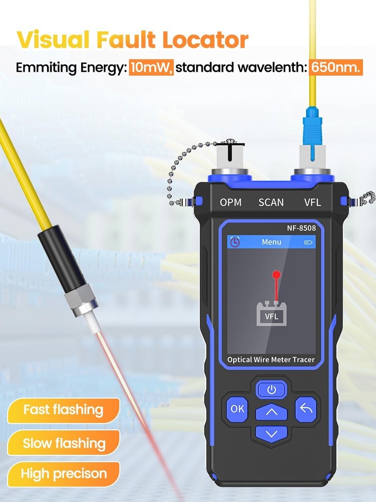 Multi-Function Blue Ethernet Tester - Visual Fault Locator & Non-Contact Voltage