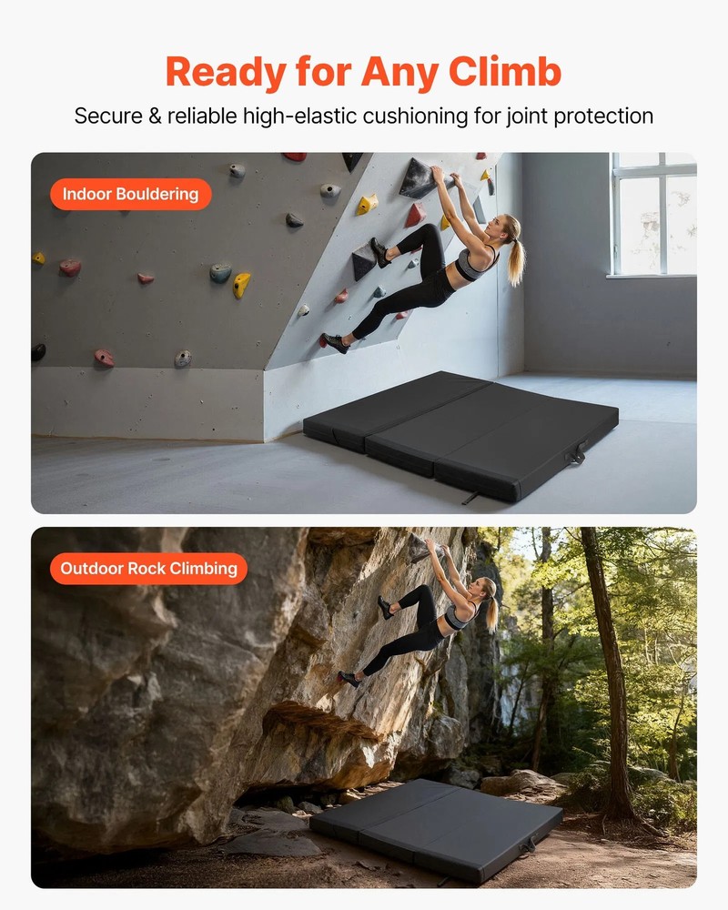 Bouldering Crash Pad, Tri-Fold Rock Climbing Crash Pad with Adjustable Backpack