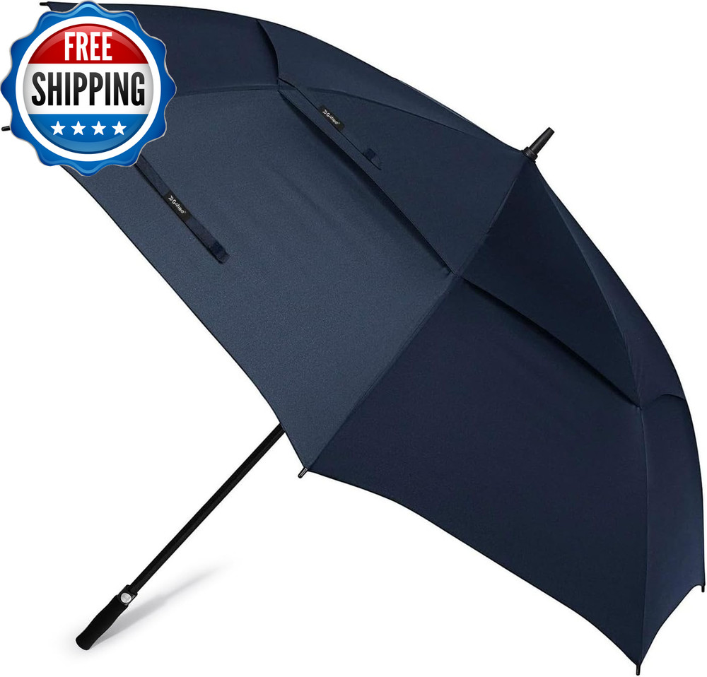 72 Inch Huge Large Oversize Golf Umbrella Automatic Open Double Canopy Vented...