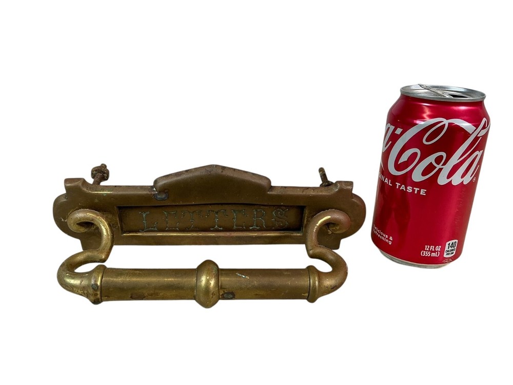 Antique Victorian Brass Door Pull Handle & Letter/Mail Flap