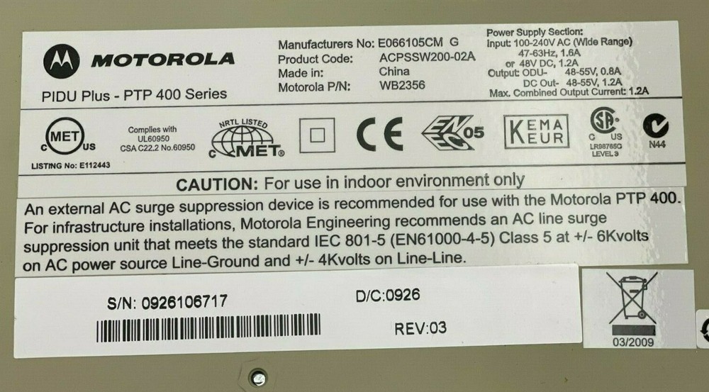 Motorola PIDU Plus PTP 400 Series