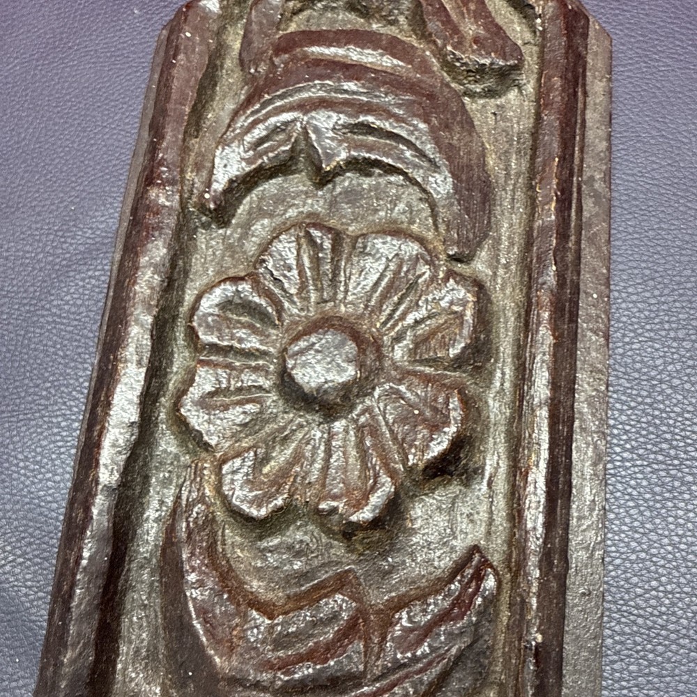 Very Old craved wood panel plaque ,