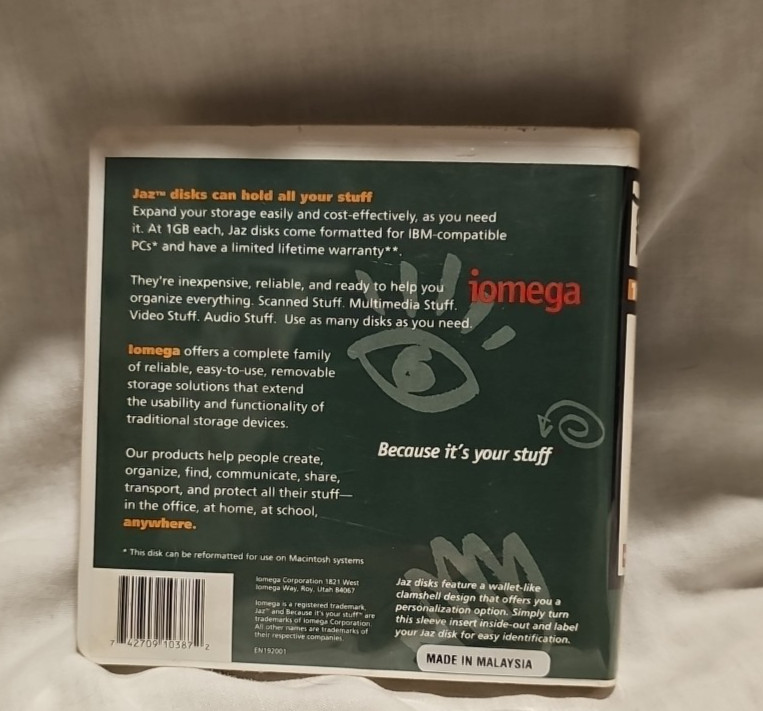 Iomega Jaz 1GB Disk PC Formatted for IBM