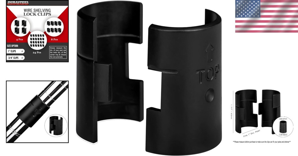 Adjustable Shelf Locks - 1" Pole Diameter, Pack of 24-