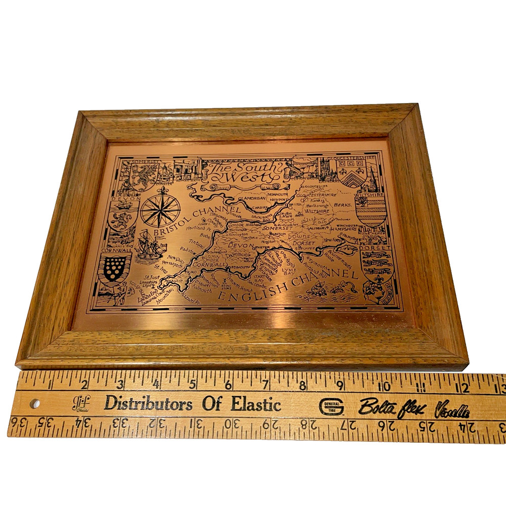 Etchmaster Copper Etching MAP THE SOUTH WEST Alresford England British Frame