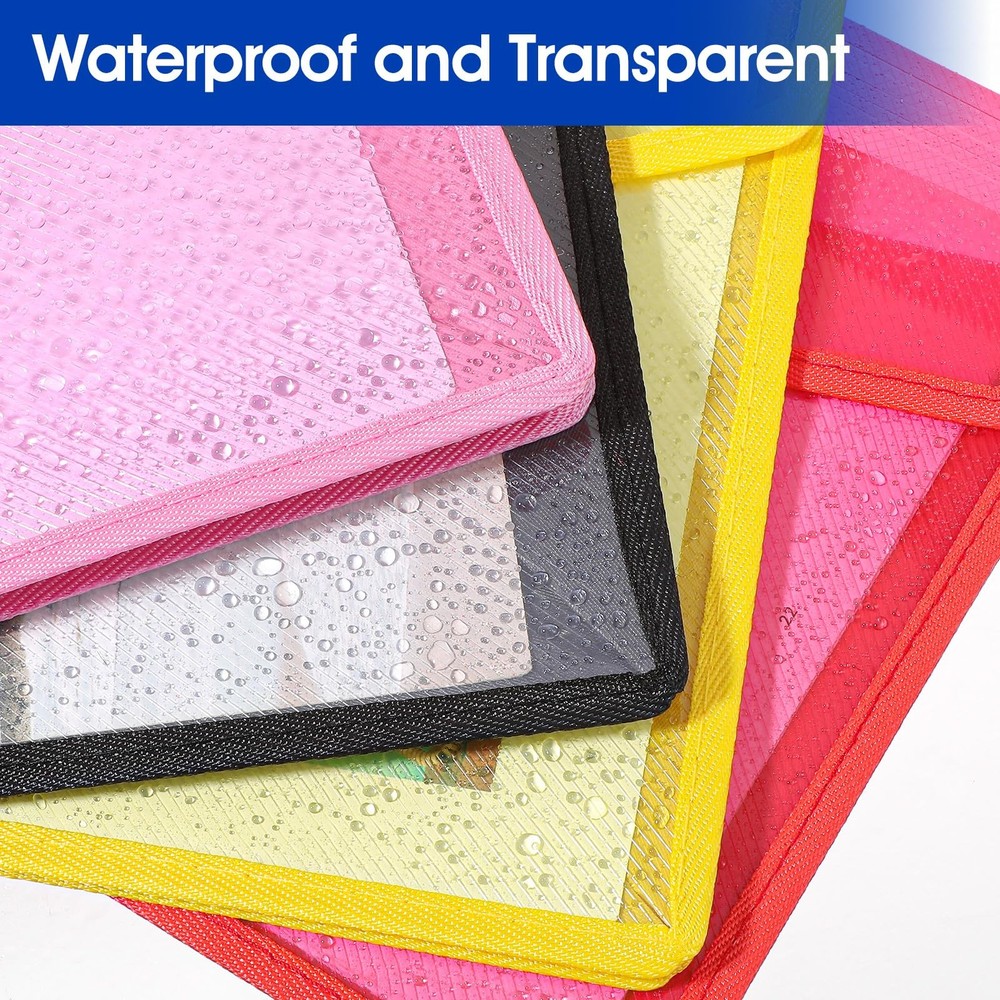 10 Pack Plastic Expanding File Folders, A4 Size Waterproof Documents Organize...