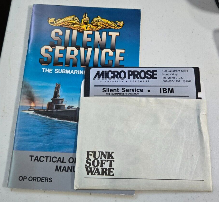 Vintage Microprose Silent Service Submarine Simulation 5.25" Disk / Manual Only
