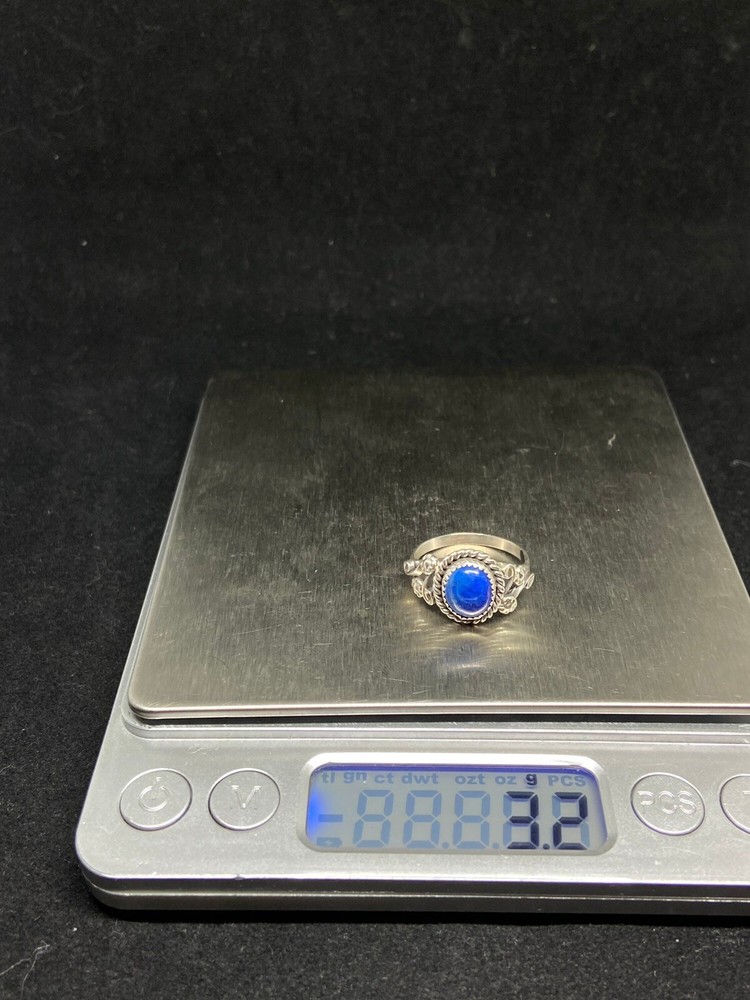 Handmade Native American Navajo lapis lazuli sterling silver ring size 8
