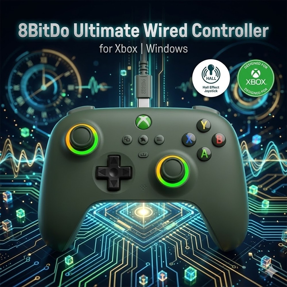8BitDo Ultimate C Wired Controller Xbox Hall Effect RGB Fire Ring PC