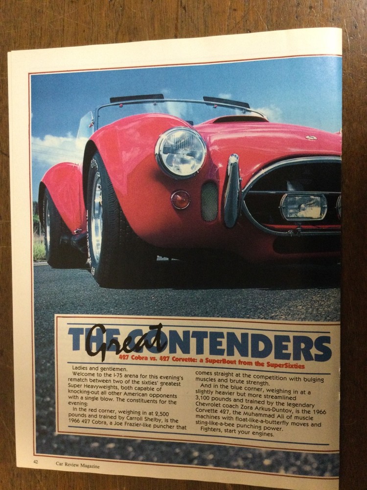 Misc 3795 Article Comparison 1966 Cobra 427 vs 1966 Corvette 427 Jan 1985 7 page