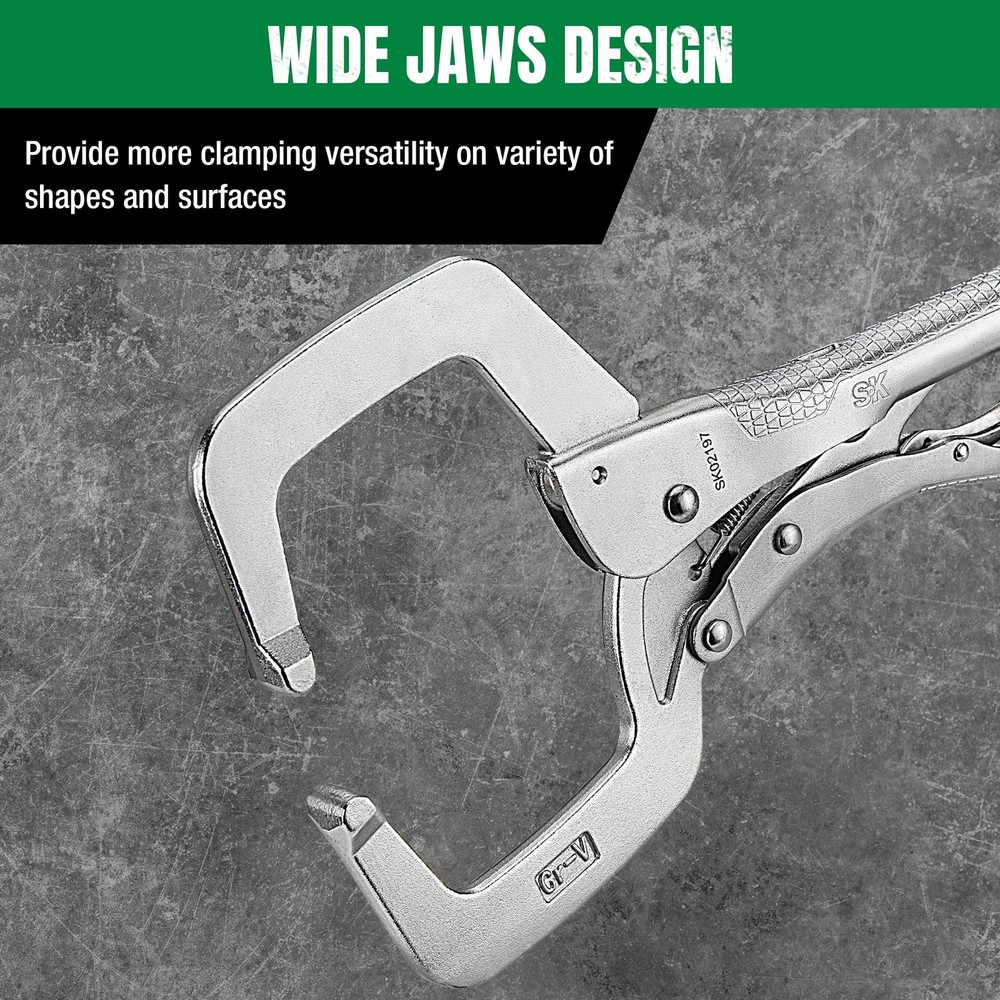 11" Cclamp Locking Pliers with Regular Jaws, Premium CRV Construction, Ergono...