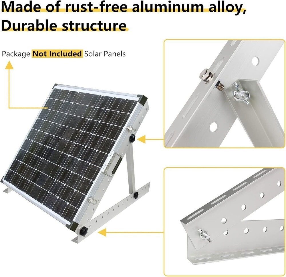 4PCS Solar Panel RV Tilt Mount Brackets Rooftop Flat Surface Adjustable Frame US