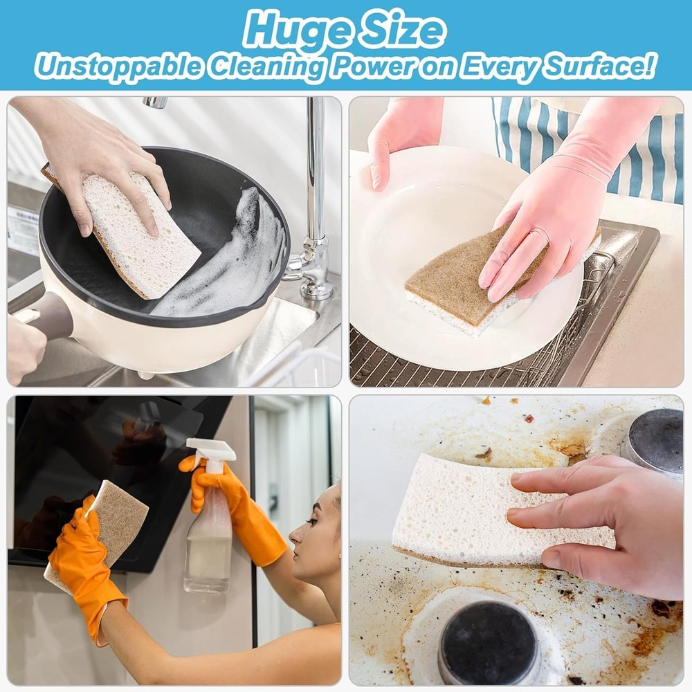 Extra Large Cellulose Sponges 6 Pack - Non-Scratch, Multi-Purpose Cleaning Power