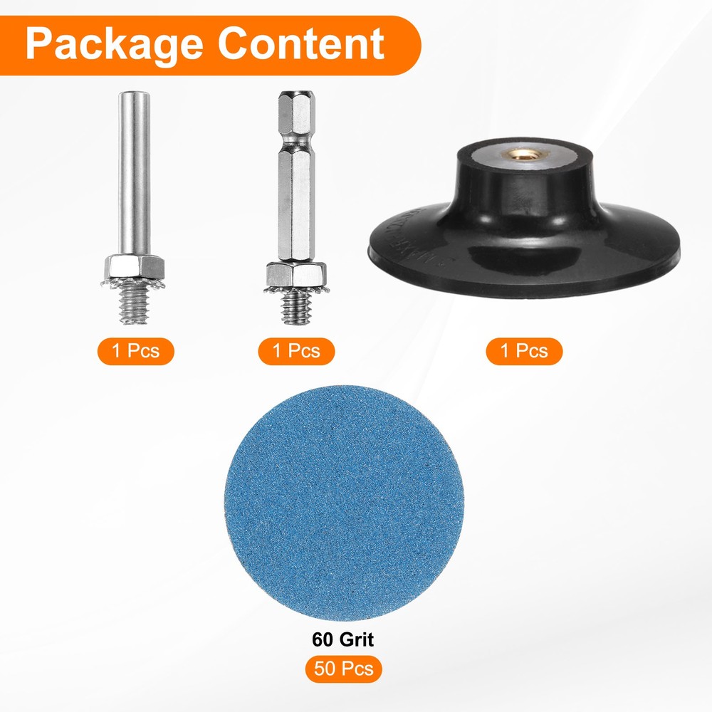 53pcs Quick Change Discs Set 3" Roll Lock Sanding Discs P60 with Disc Holder