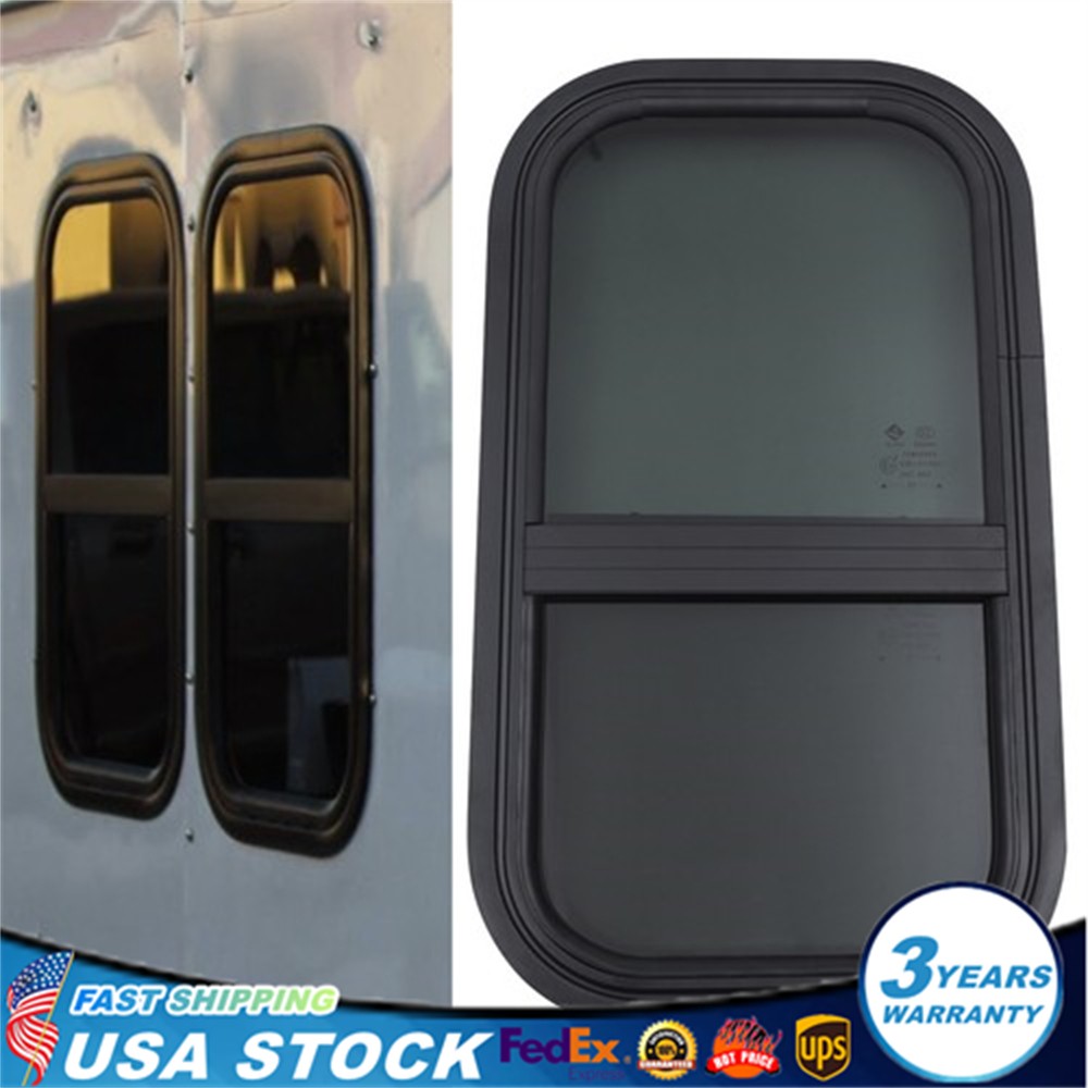 New Vertical Sliding Black RV Window 12''x22'' Wall Includes Mounting Ring