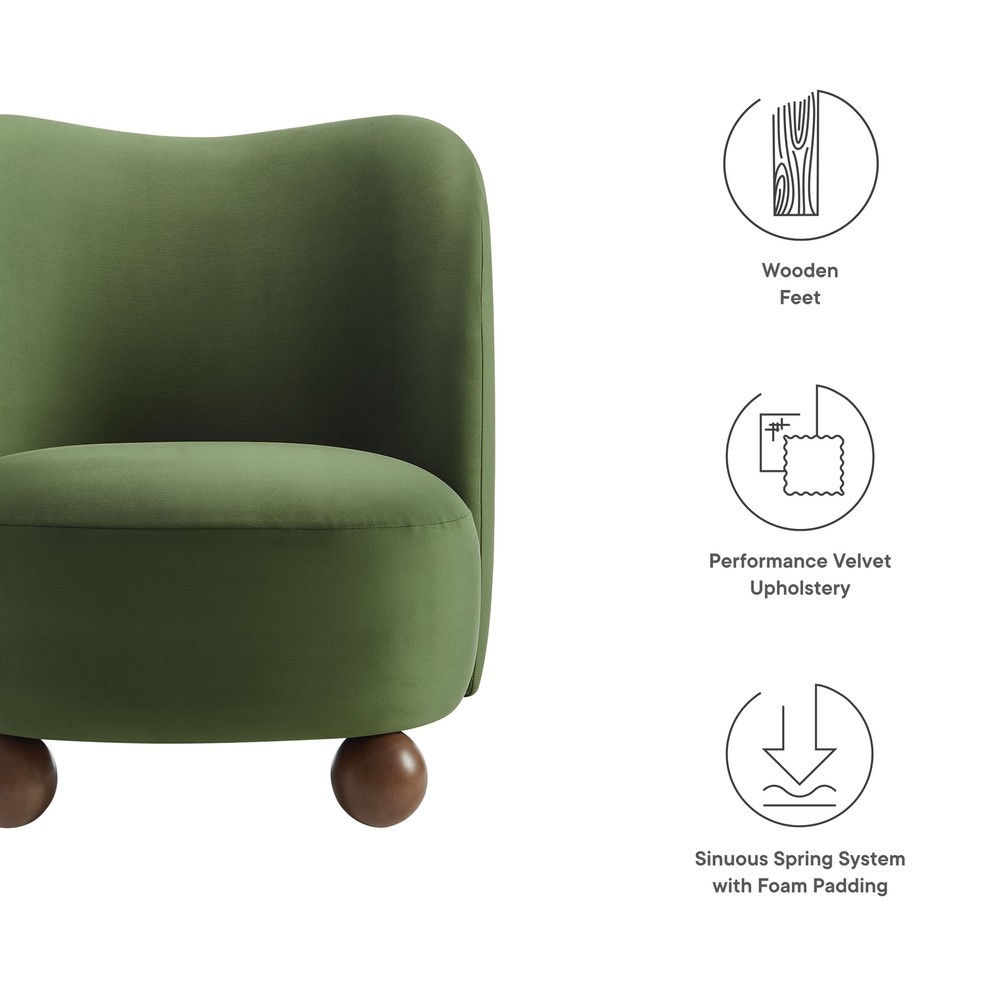 Monroe Accent Chair in Moss Green Walnut