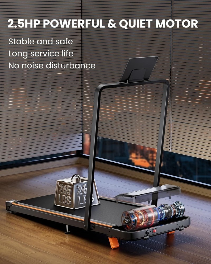 Quiet Adjustable Incline Under Desk Treadmill - 2-in-1 Walking & Jogging Machine
