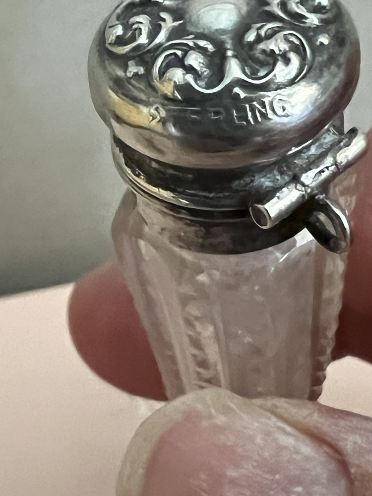 Antique Cut Crystal Sterling Silver Perfume Bottle