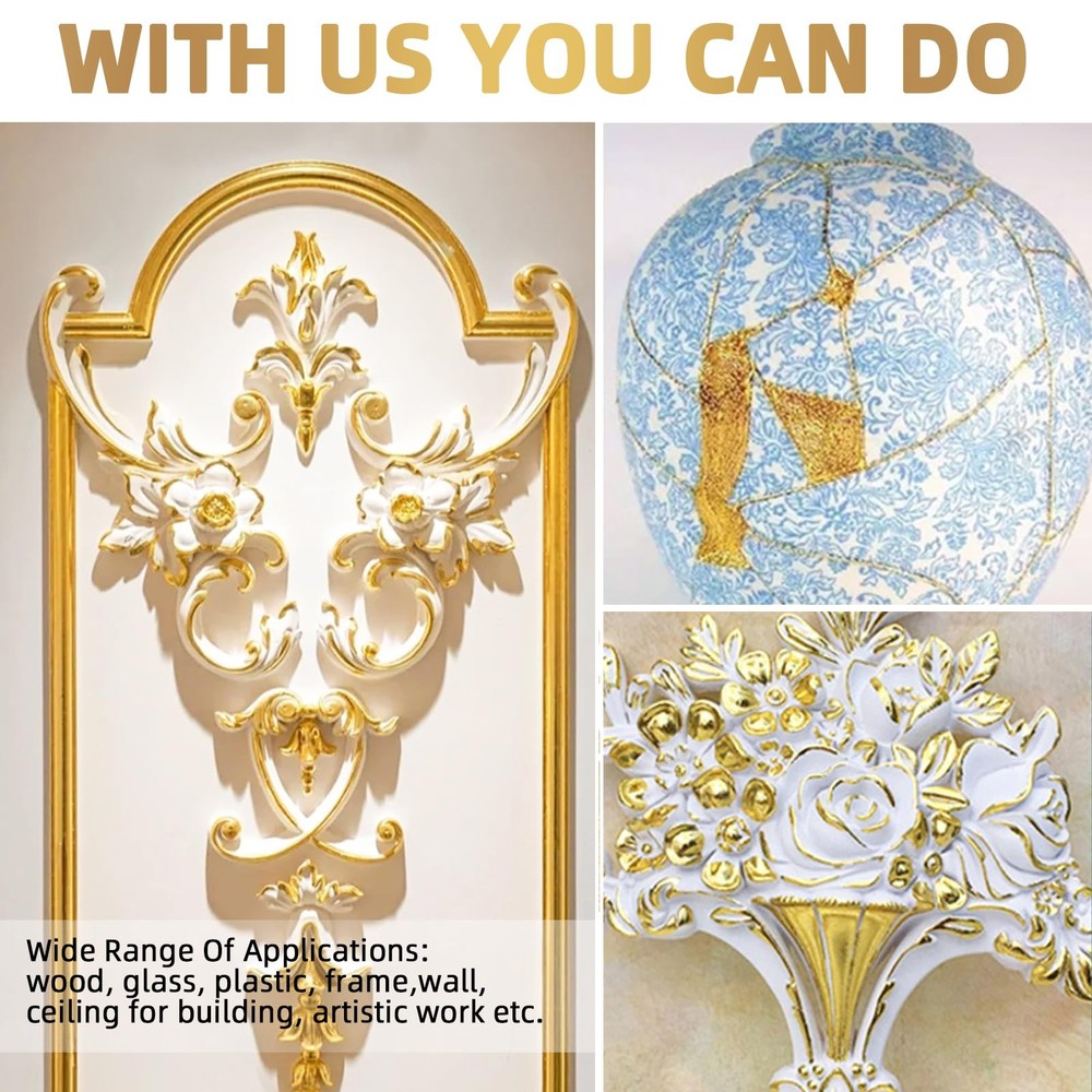 Gold Leaf Kit, 100ml x2 Gilding Adhesive Set, Water Based and White