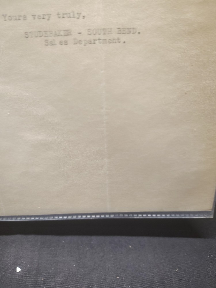 Vintage Letterhead Studebaker South bend In. 1922