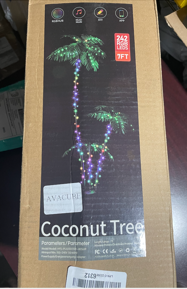 7FT Smart Lighted Palm Tree, Artificial Palm Tree with 242 LED Lights,APP Remote