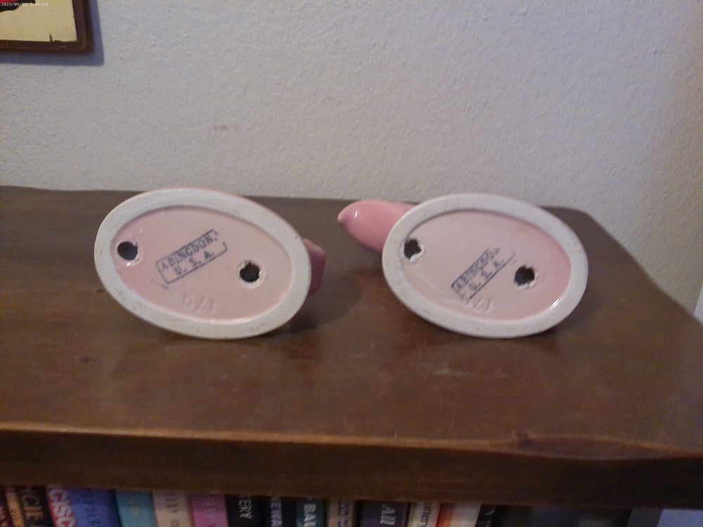 Vintage Abingdon Pink Cornucopia Candle Holders Pair