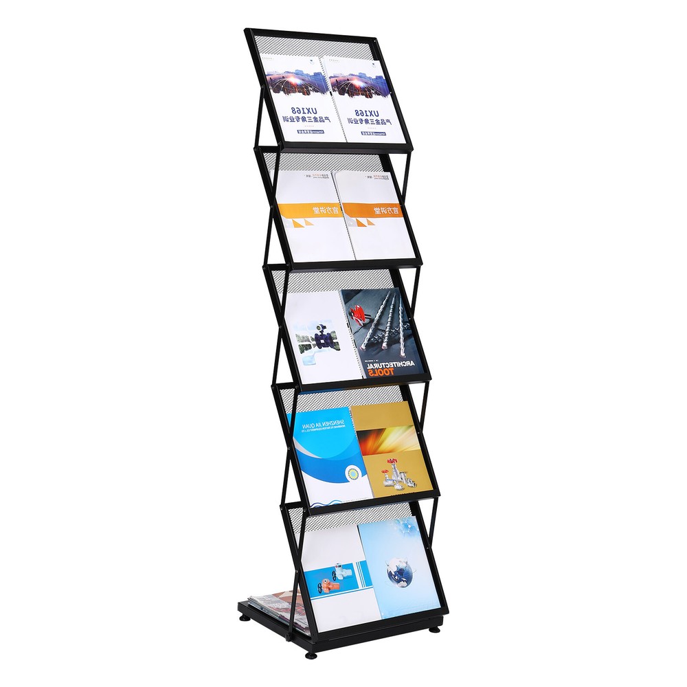 Foldable Magazine Display Rack 5 Layers Brochure Stand Catalog Literature Rack