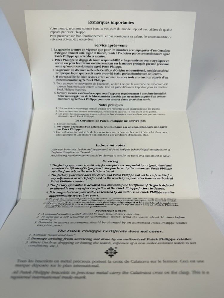 Authentic Patek Philippe Ref 4700 Nautilus Certificate