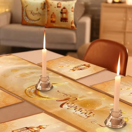 9 Pack Ramadan Party Decorations Set, 1 Pc Eid Mubarak Table Crescent Style