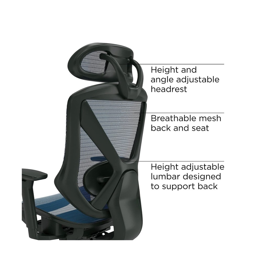 STAPLES Ergonomic Task Chair, Mesh, Ergonomic, Lumbar Support, Blue