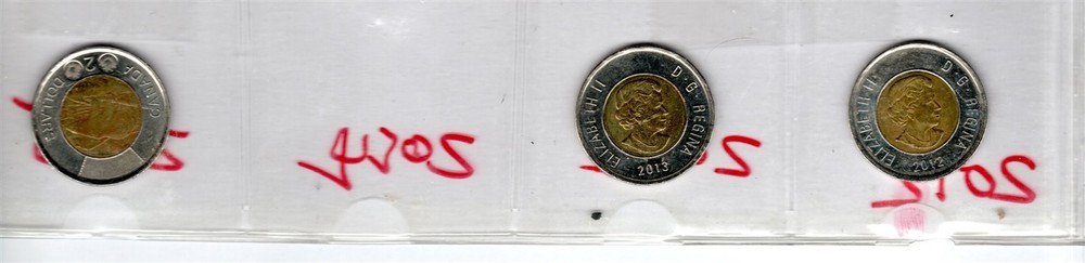1996-2015 CANADA TWO $ COINS 18 DIFFERENT MOST HIGH CONDITION