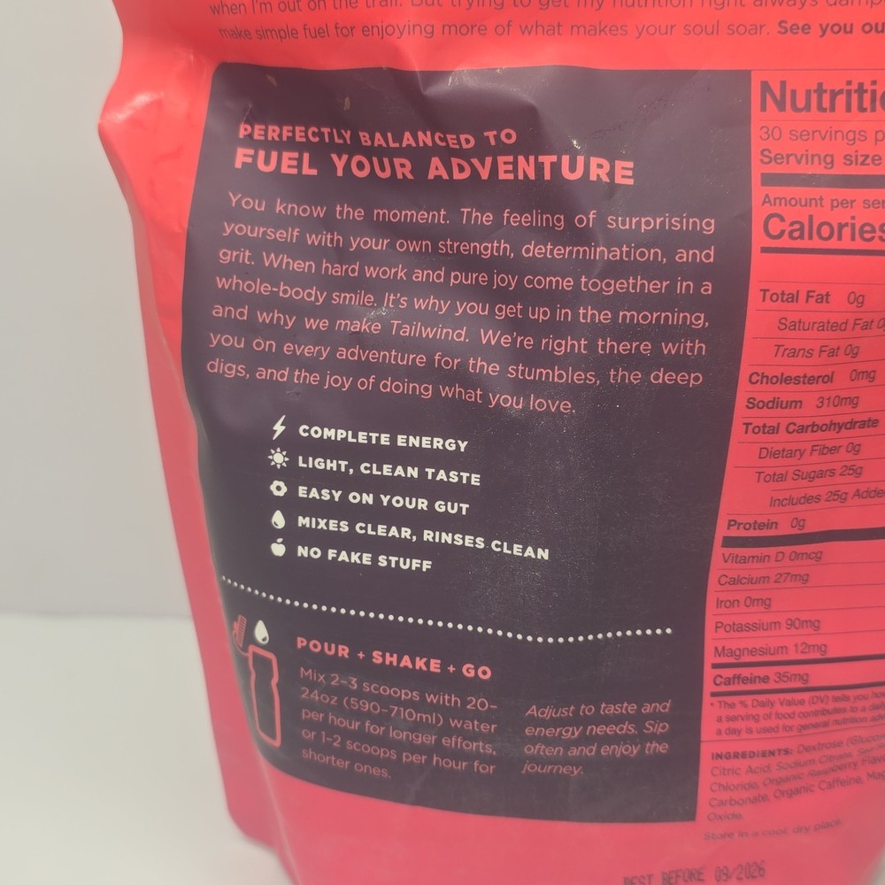 Tailwind Endurance Fuel Raspberry Caffeinated Hydration Powder Sealed