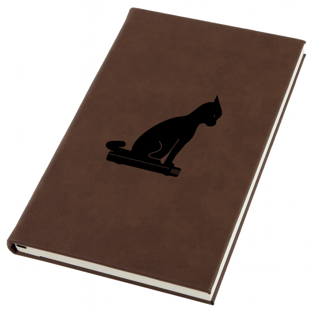 Tabby Cat Engraved Leather Journal, Personal Planner with Lined Pages