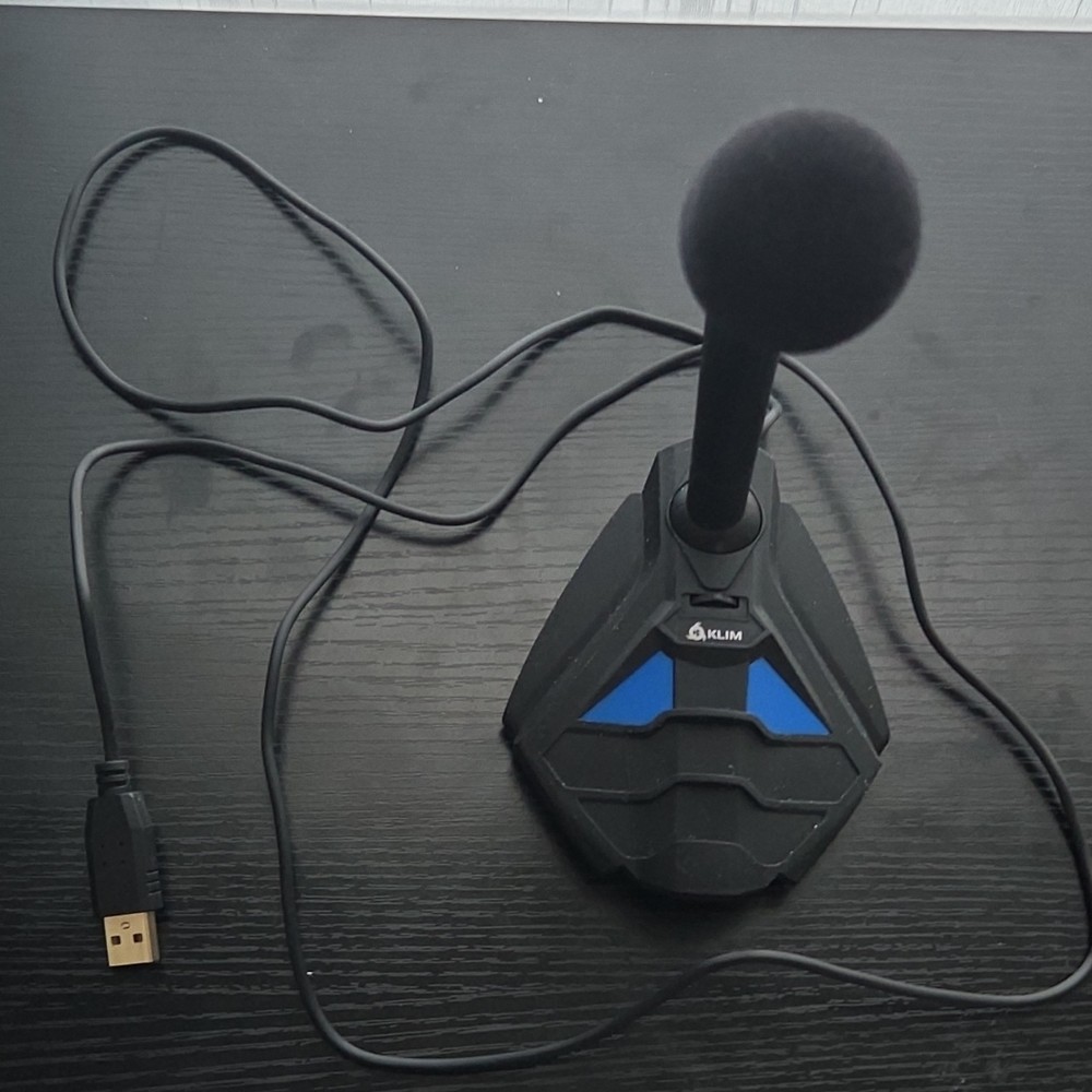 KLIM Voice V2 USB Freestanding Multimedia Computer Microphone Black Blue