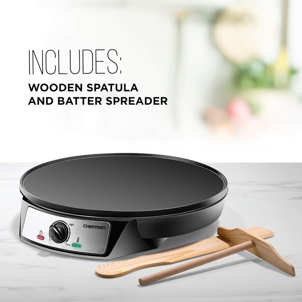 Electric Crepe Maker & Griddle, Precise Temperature Control Skillet for Perfect