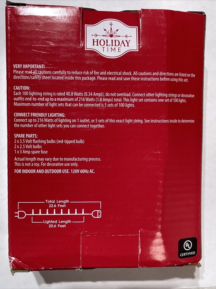 Holiday Time 100 Blue Mini Lights White Wire