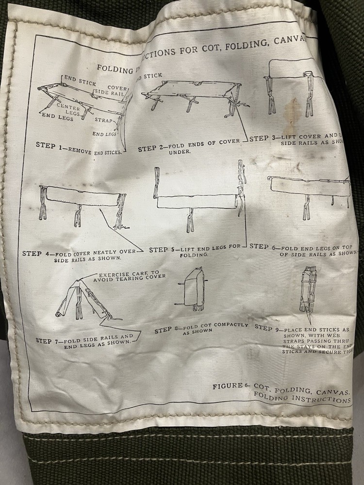 Vintage 1952 U.S. Army folding cot