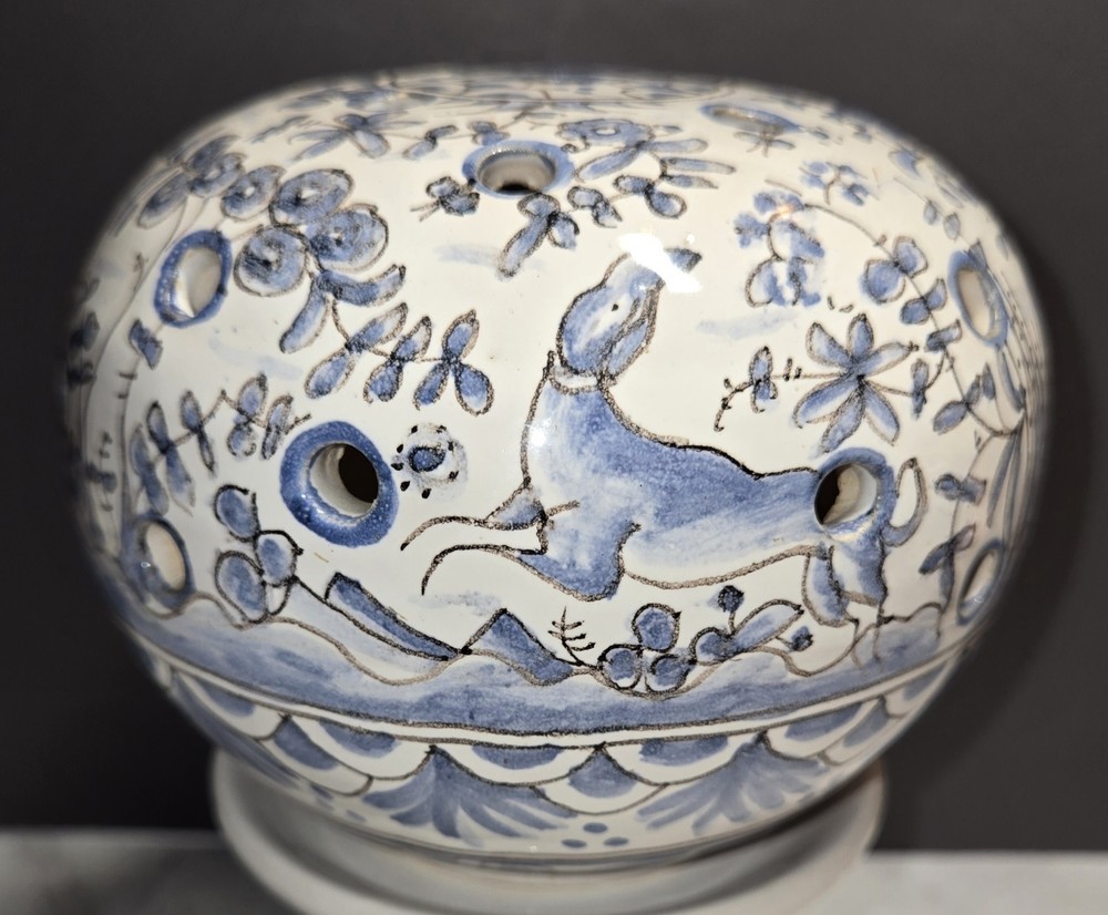 Portugese Blue And White Ceramic Incense Holder