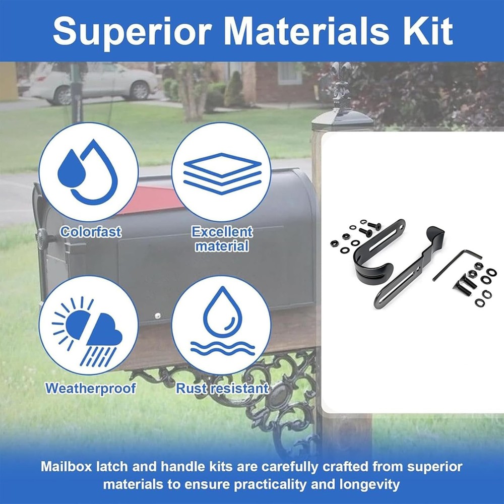 Mailbox Latch and Handle Kit, Thickened Replacement Set Black