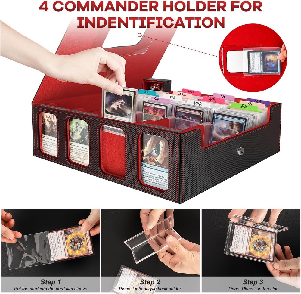 Trading Card Storage Box for 3200+, Leather Storage Box with Strong Closure