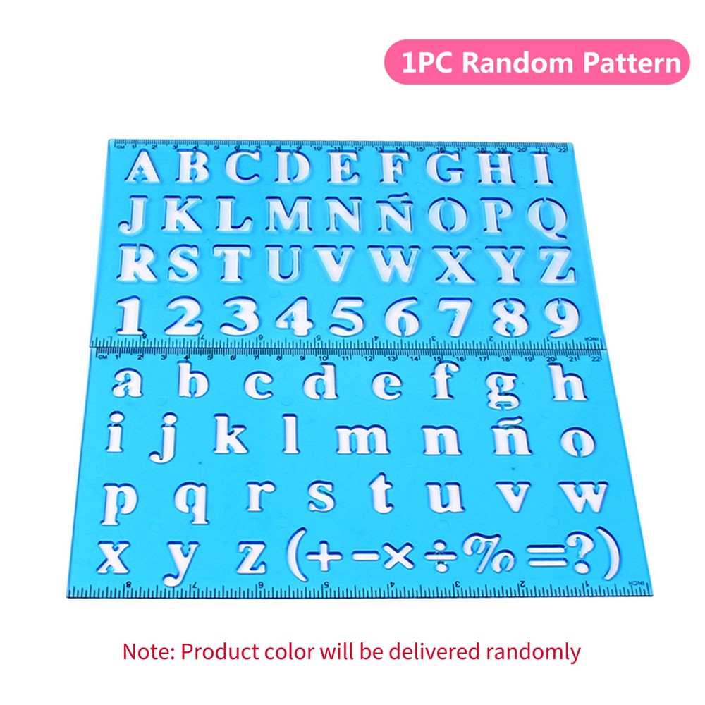 Plastic Drawing Ruler Alphabet & Number Hollow Template Stencil Learning TSWL