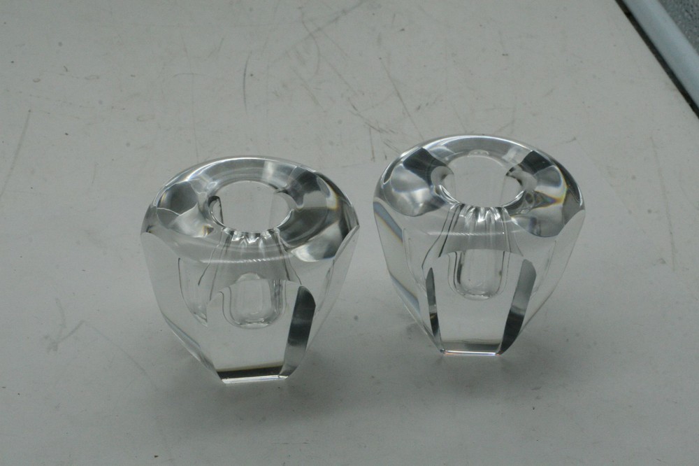 Orrefors Hexagon Shaped Candle Holders - Signed