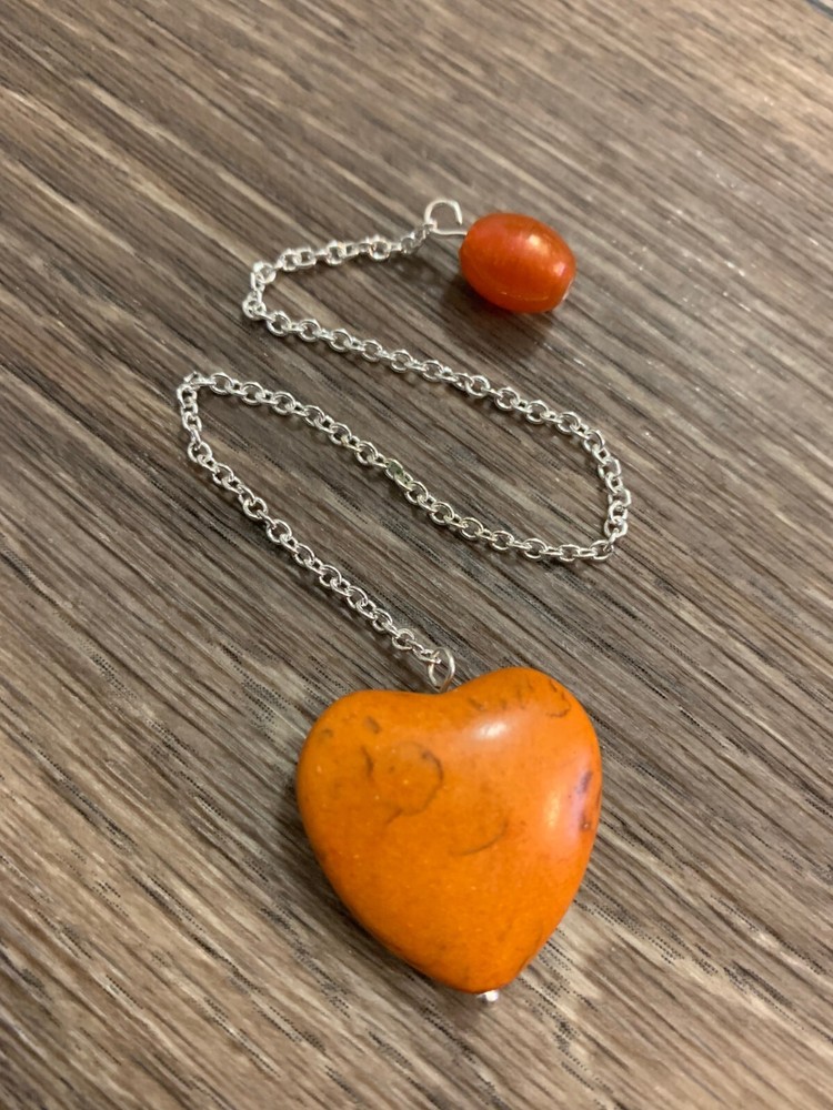 Orange Heart Stone Pendulum Dowsing, amplifying, restore focus & transform