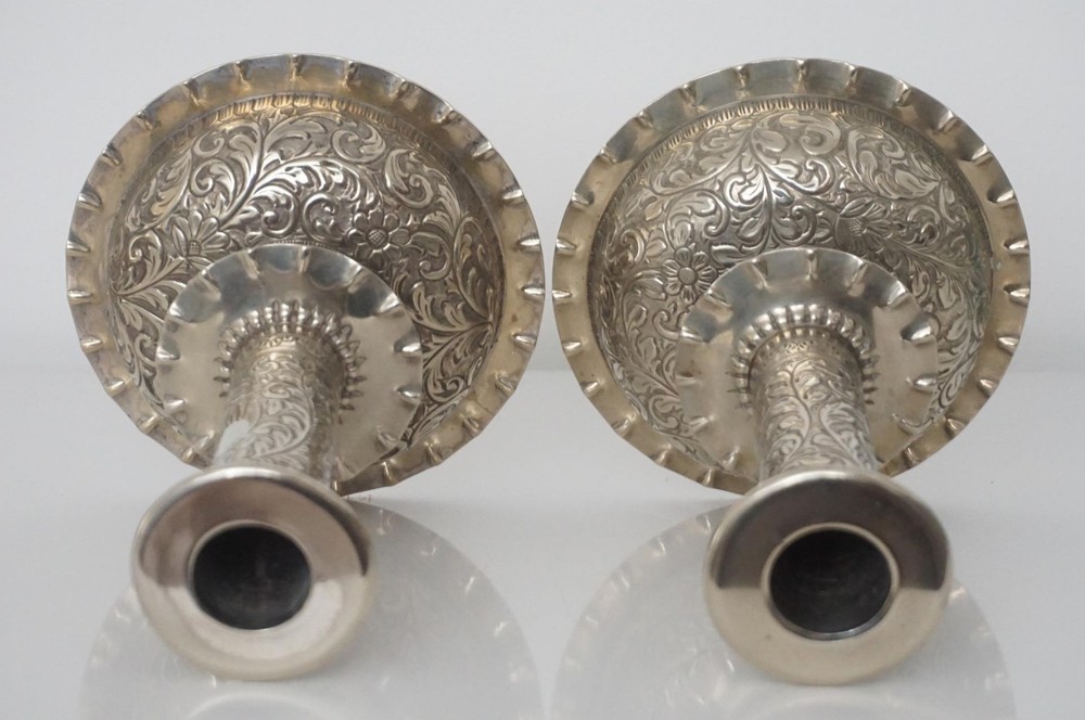 Hukin & Heath Silver Plated Candlesticks - Repousse Rococo Design - c.1878