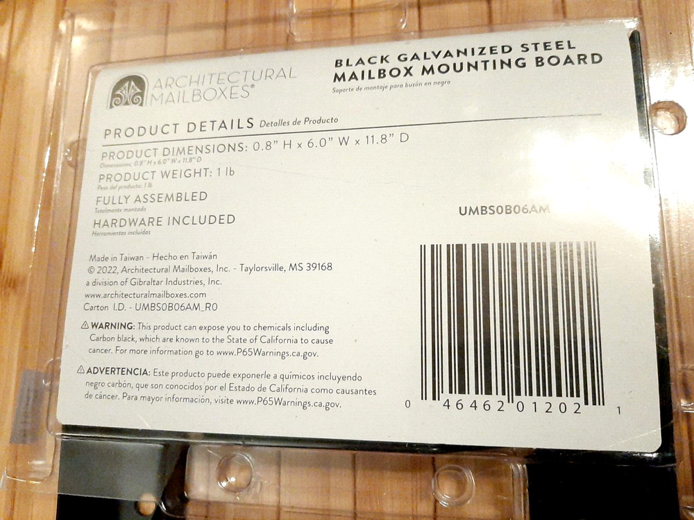 Architectural Mailboxes UMBS0B06AM Mounting Board, Steel Accessory, Black New