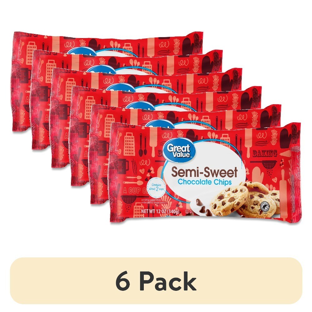 (6 pack) Semi-Sweet Chocolate Baking Chips, 12 oz Bag
