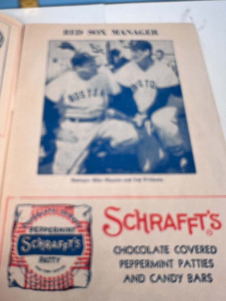1956 Boston Red Sox Baseball Program v Indians 7/15/56 Williams 2 Doubles